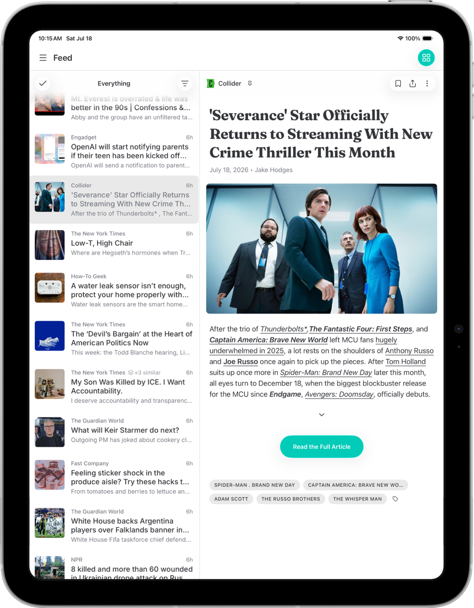 Zetfeed on iPad